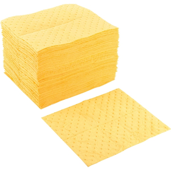 Sorbent Pad, 15 in x 18 in, Yellow, Polypropylene, 100 PK